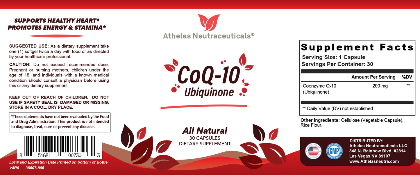 CoQ-10 Ubiquinone - 200mg Capsules