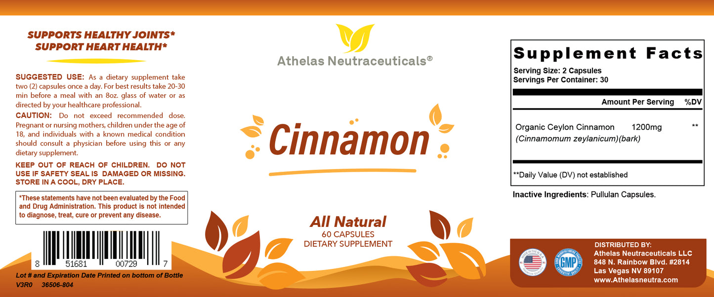 Cinnamon Capsules - Organic Ceylon Cinnamon 1200mg