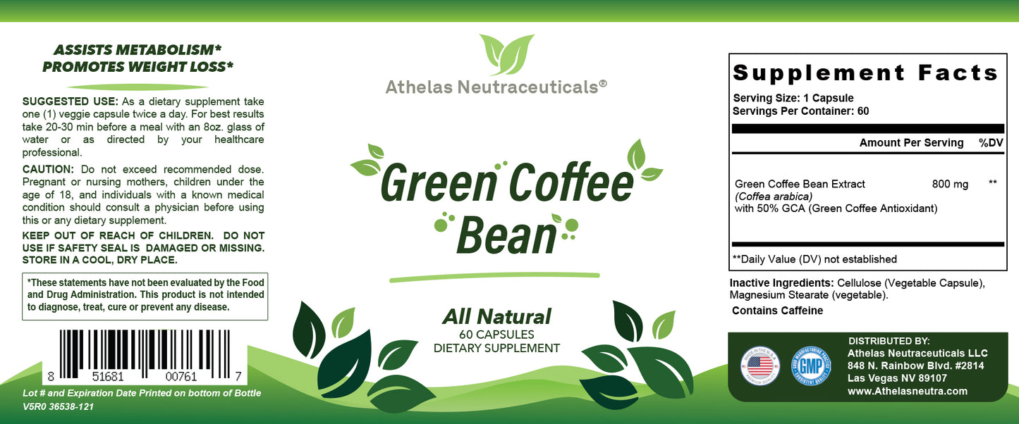 Green Coffee Bean Extract Capsules 800mg - 50% GCA