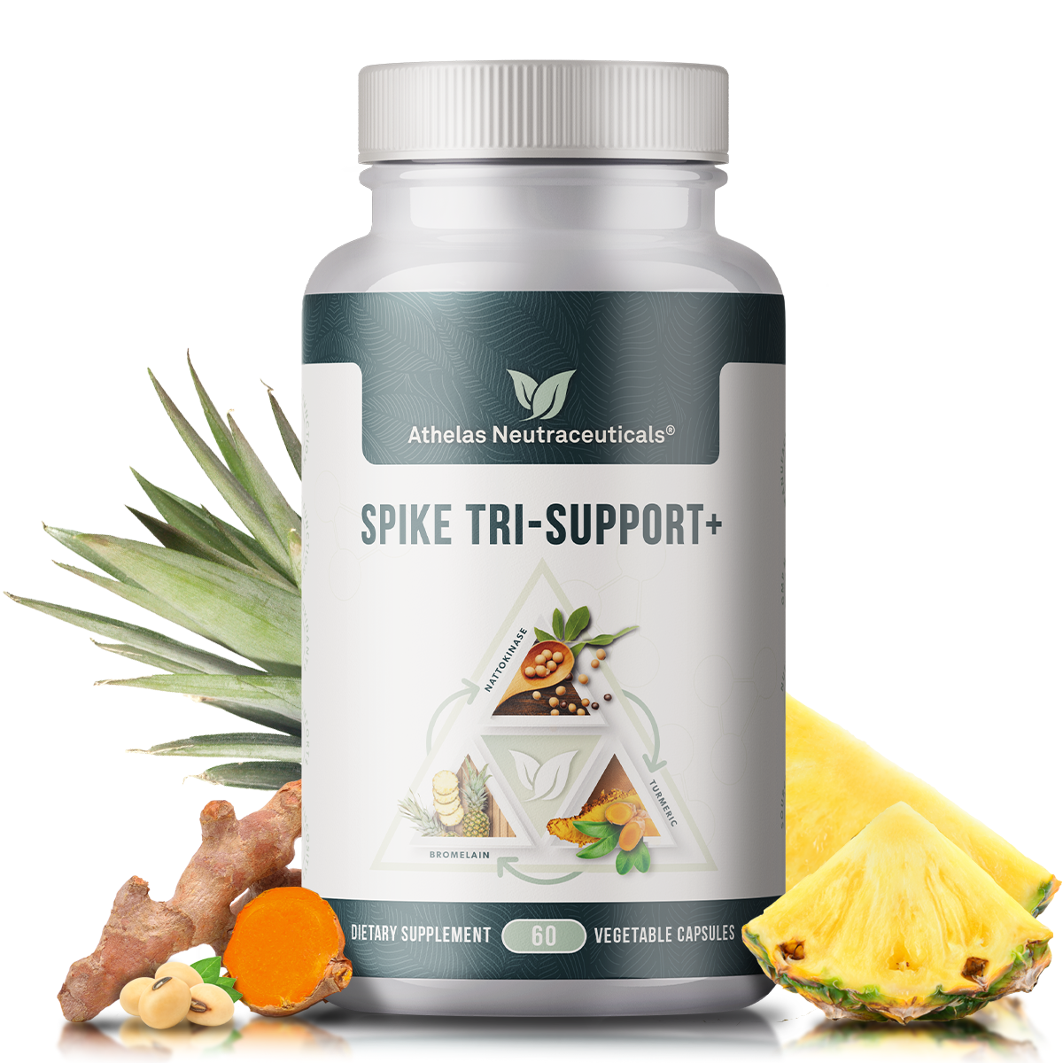 Spike Tri-Support+ - With Nattokinase, Bromelain, Turmeric, Black Seed Extract, Green Tea Extract, Irish Sea Moss Powder